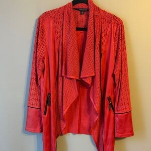 INSIGHT Jacket. Faux Suede, Laser Cut, Draped. Size 12. Reddish Orange
